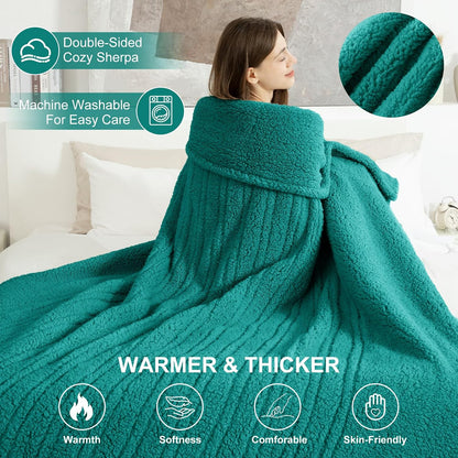 Heated Throw Blanket 50"X60", Soft Sherpa, 4 hrs Auto Shut Off