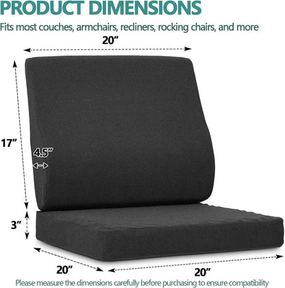 Shinnwa Lumbar Support Pillow for Recliner, Ultra-Soft Foam Back Support Pillow and Egg Crate Foam Seat Cushion 2-in-1 for Couch, Office Chair, for Back Pain Relief, Brown