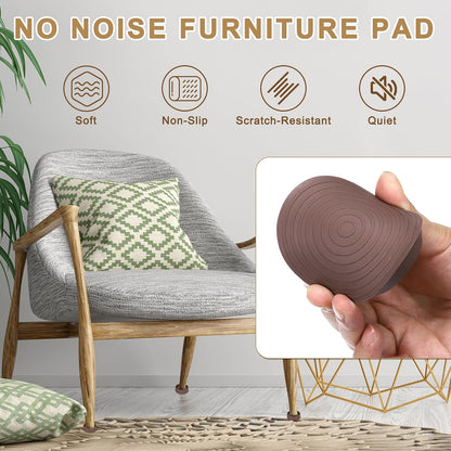 PATIKIL 4 Inch Rubber Furniture Pads, 4 Pack Non-Slip Furniture Coasters Round Anti Skid Caster Cups Furniture Feet Cup Floor Protectors for Bed Couch Stoppers, Brown