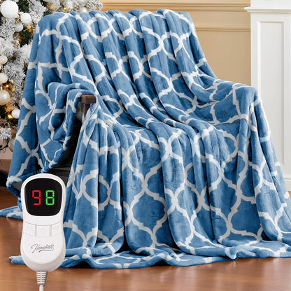 Homemate Heated Blanket Electric Throw - 50“x60“ Heating Blanket with 10 Fast Heat Levels 8 Hours Auto Off Soft Cozy Flannel Over-Heated Protection ETL Certification Keep Warming in Home | Throw with 10 Fast Heat Levels 8 Hours Auto Off Over-Heated