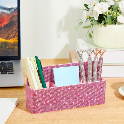 MotiMind Purple Locker Accessories for Girls, Bling Magnetic Pen Holder for Refrigerator, Back to School Rhinestone Marker Holder for Locker, Sparkly Gift for Student (Medium,Rhinestone)