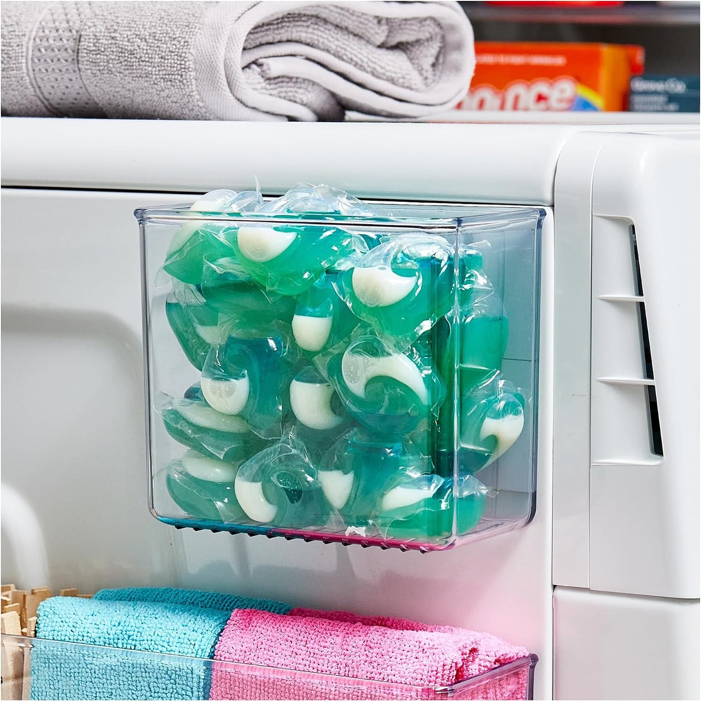 iDesign Magnetic Small Clear Plastic Organizer Bins | Laundry Room Storage