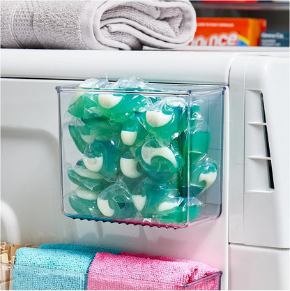 iDesign Magnetic Small Clear Plastic Organizer Bins | Laundry Room Storage