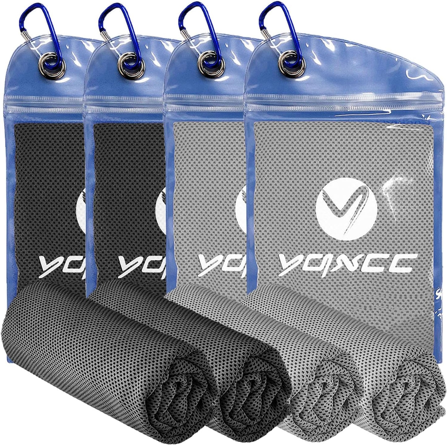 YQXCC 4 Pack Cooling Towels 40"x12", Cold Cool for Neck & Face | Cooling Neck Wraps, Soft Breathable Microfiber Chilly Towels, Ideal for Gym, Yoga, Golf, Running, Camping & Hot Weather
