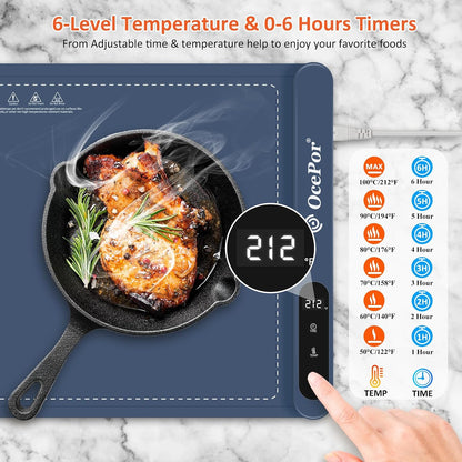 Warming Mat for Food,36"x16" Large Food Warmer Mats for Countertop (Gray)