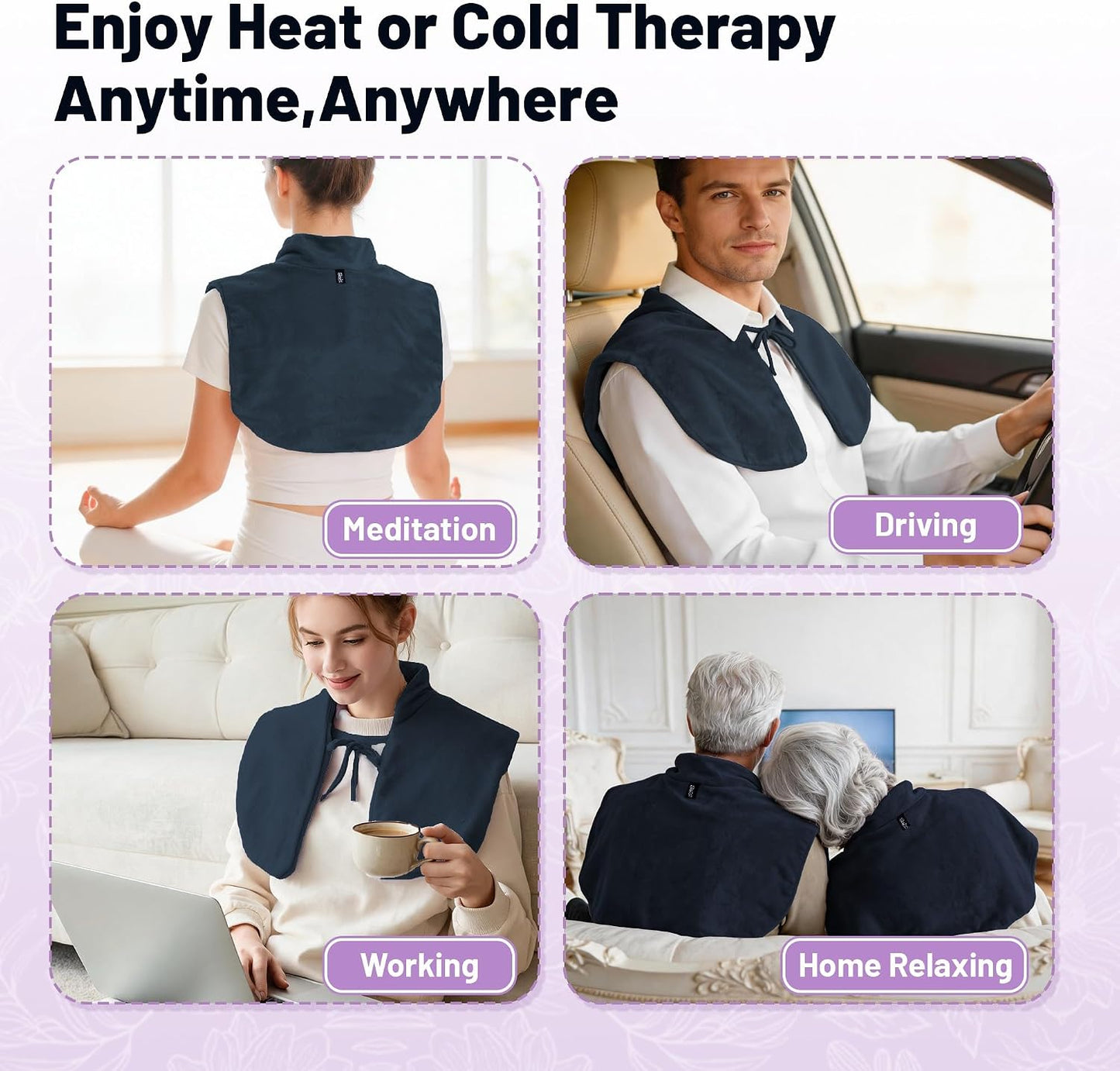 Microwavable Neck Heating Pad for Shoulders, Back and Chest | Warm & Cooling Plush Shoulder Weighted Heating Pad, Adjustable Comfort Fit For Women And Men For Home & Office