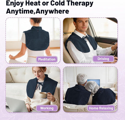 Microwavable Neck Heating Pad for Shoulders, Back and Chest | Warm & Cooling Plush Shoulder Weighted Heating Pad, Adjustable Comfort Fit For Women And Men For Home & Office