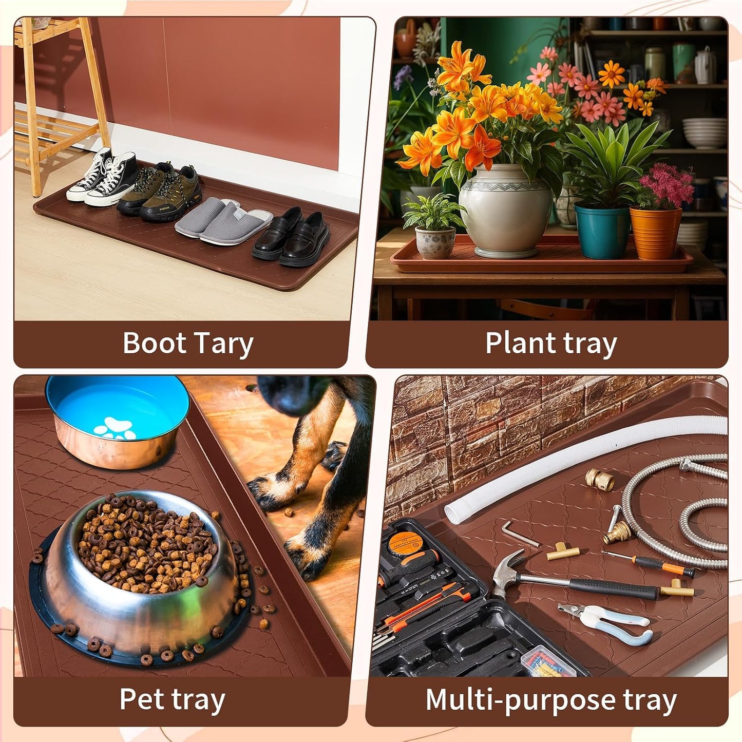 3 Pack Extra Large Boot Tray 40"x20" Long Shoe Mats Boot Storage with Raised Edge Waterproof Plastic Wet Shoe Tray for Entryway Floor Indoor Outdoor Mudroom Multi Use(Black)