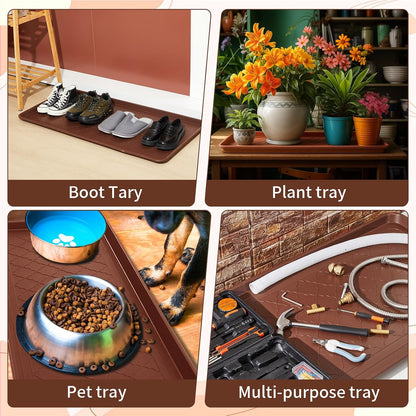 3 Pack Extra Large Boot Tray 40"x20" Long Shoe Mats Boot Storage with Raised Edge Waterproof Plastic Wet Shoe Tray for Entryway Floor Indoor Outdoor Mudroom Multi Use(Black)