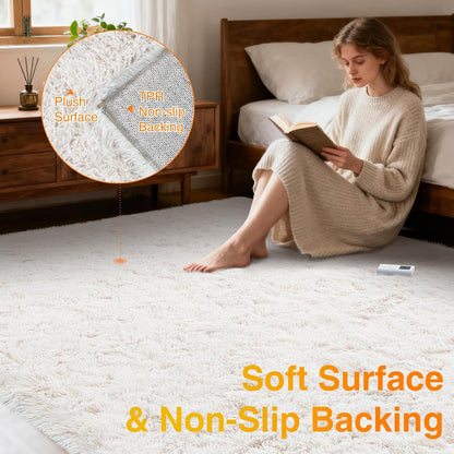 4x6 ft Electric Heated Floor Mat, Soft Plush Foot Warmer Area Rug, Grey