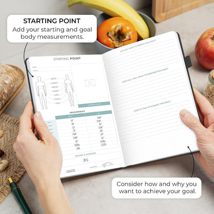 Clever Fox Food Journal for Women & Men, Weight Loss Tracker, Aquamarine