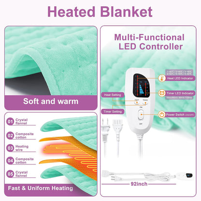 Heating Pad,Heated Blanket,Heating Pad for Back Neck,Grey,24x12 Inch | Electric Heating Pad,Dry/Moist Heat Heating Pads,Heating Pads for Shoulder,Abdomen,Heat Pad for Women Men,Birthday Gift