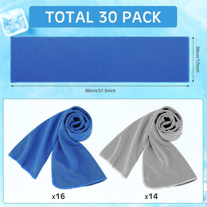 BBTO Cooling Towel Microfiber Ice Cool Cold Sport Face and Neck Soft Breathable Chilly Sweat Towel for Yoga Gym Workout Hot Weather Camping Running, 32 x 12 Inches