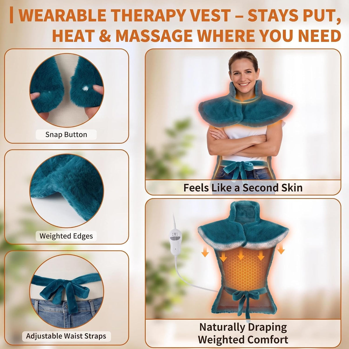Massaging Heating Pad for Neck and Shoulders and Back, Gifts for Mom Dad