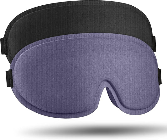 2 Pack Sleep Mask for Side Sleeper, Complete Light Blocking 3D Sleeping Eye Mask, Soft Breathable Eye Cover for Women Men, Travel, Nap, Relaxing Zero Pressure Night Blindfold (Pink+Purple)