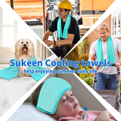 Sukeen Cooling Towels 6 Pack (40"x12"), Cooling Neck Wraps, Ice Towels, Microfiber Breathable Cooling Towel for Hot Weather, Sweat Towel for Gym, Sport, Running, Golf, Workout, Camping, Fitness