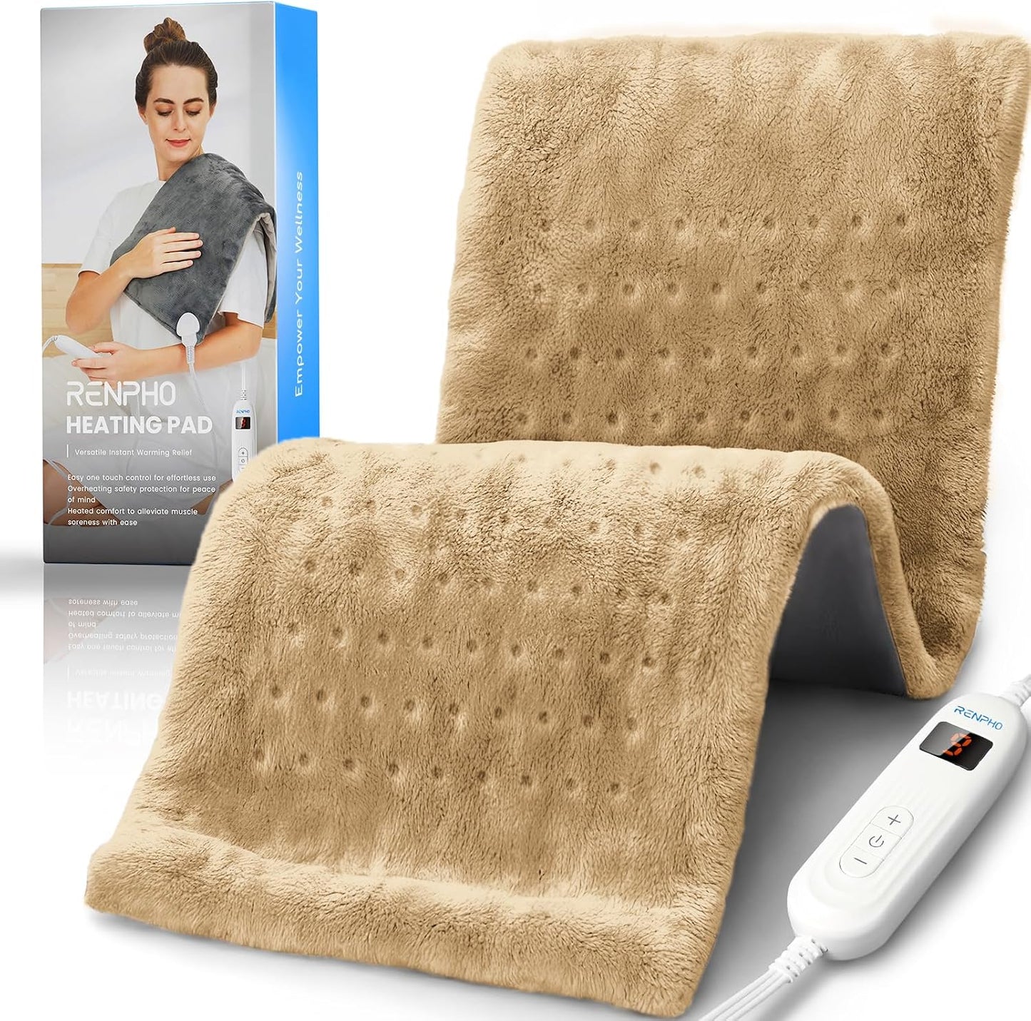 RENPHO Electric Heating Pad for Back with 10 Heat Levels, FSA Eligible HSA | Fit for Neck, Shoulder, Knee, Arm & Leg, Birthday Gift for Women, Men, Mom & Dad, HSA Approved, ETL Certified, 12 x 24", Gray
