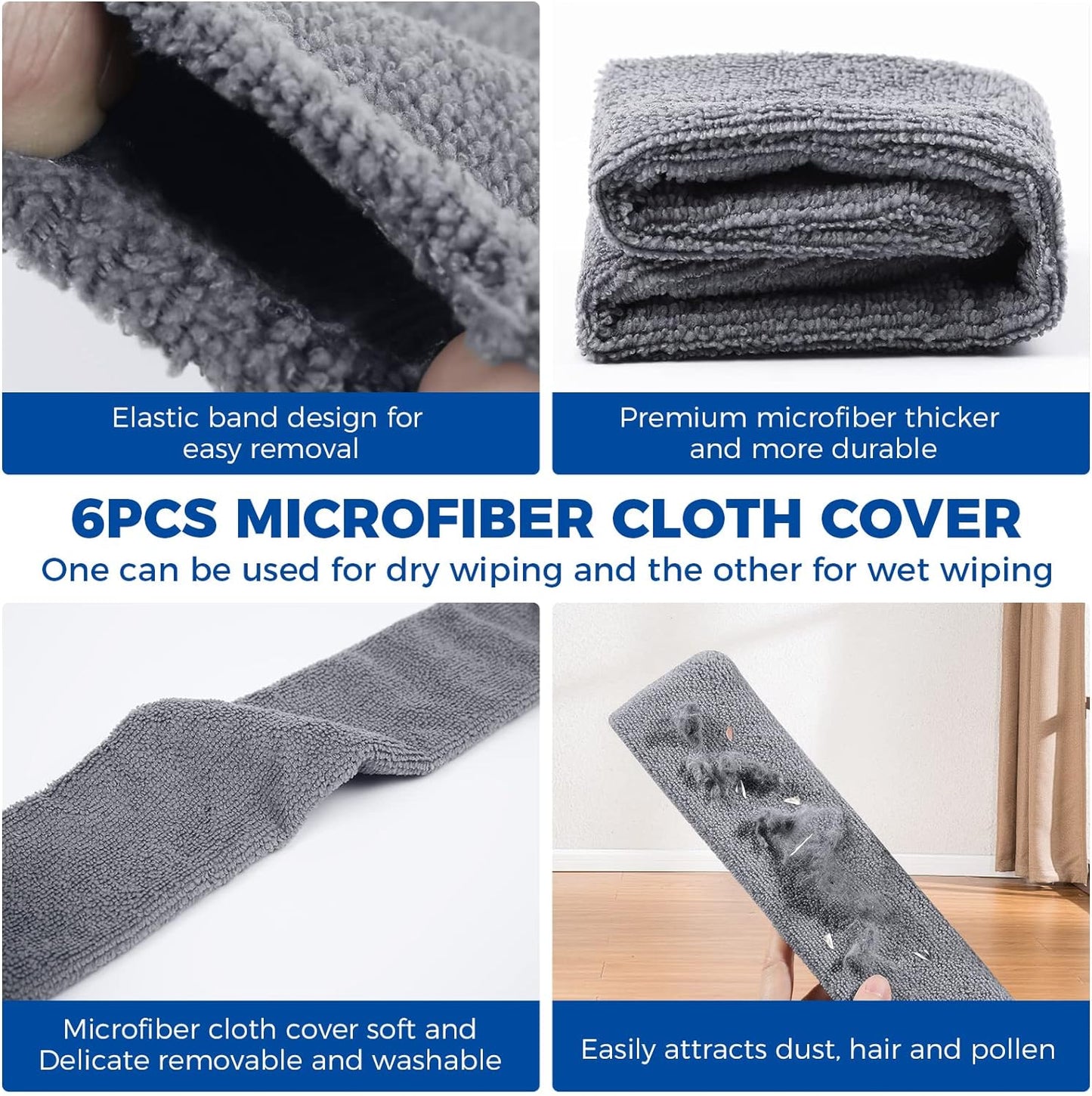 Retractable Gap Dust Cleaner Cleaning Tools with 2 Microfiber Dusting Cloths Long Handle 60inches Washable and Retractable Duster Brush for Cleaning Under Appliances Furniture Couch Fridge