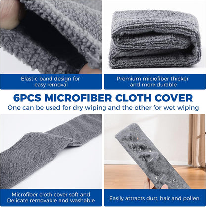Retractable Gap Dust Cleaner Cleaning Tools with 2 Microfiber Dusting Cloths Long Handle 60inches Washable and Retractable Duster Brush for Cleaning Under Appliances Furniture Couch Fridge