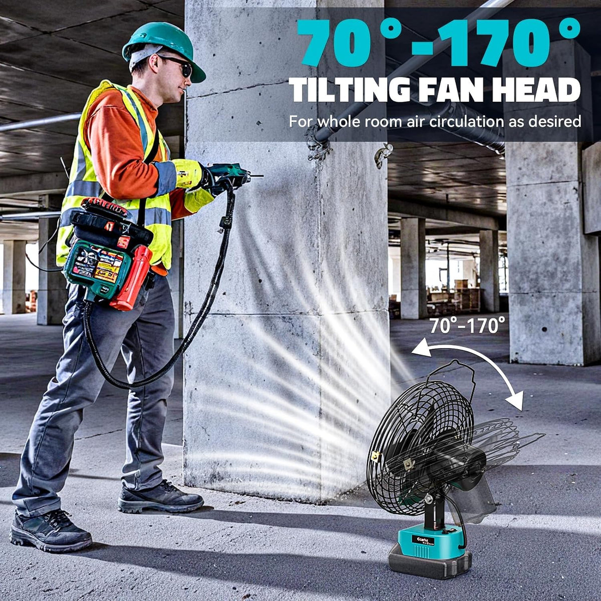 Ecarke 4" Clip Fan Compatible with Milwaukee 18V Battery (Tool Only) 3-Speed Cordless Clip-On Fan with 360° Rotation Low Noise Portable Desk Fan for Camping Jobsite Tent Fishing Outdoor