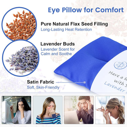 SuzziPad Hot & Cold Lavender Eye Pillow for Relaxing, Sapphire, 4 Packs | Washable Weighted Yoga Eye Mask For Meditation, Dry Eye Soothing & Sleep; Blocks Light, Soothes Migraines & Ocular Discomfort