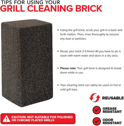 Stock Your Home Grill Cleaning Brick (4 Pack) - Heavy Duty Grill Cleaning Brick - Pumice Stone Brick for Flat Tops and Griddles - Blackstone Griddle Cleaner - Non-Scratch Grill Cleaner