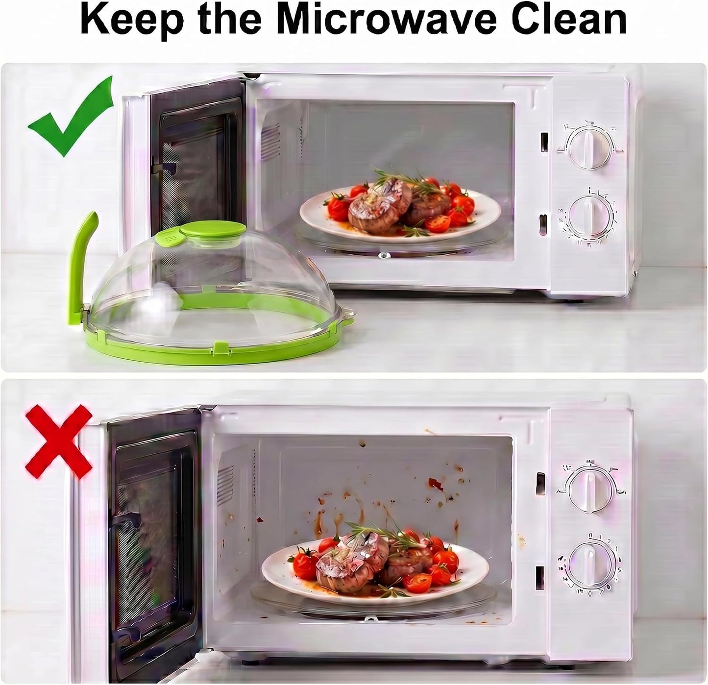 Microwave Splatter Cover with Water Steamer and Vent Hole, BPA-Free, 11.22" | Microwave Cover for Food, Plastic Splatter Guard for Microwave to Keeps Food Soft and Moist and Microwave Clean and Tidy
