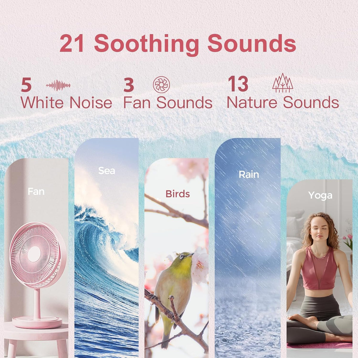 ANJANK White Noise Sound Machine Alarm Clock with Hi-Fi Bluetooth Speaker, 21 Soothing Sounds/7 Night Lights, 0-100% Dimmer/Sleep Timer/Volume Control, Soother for Adults Kids Sleeping, Bedroom, White