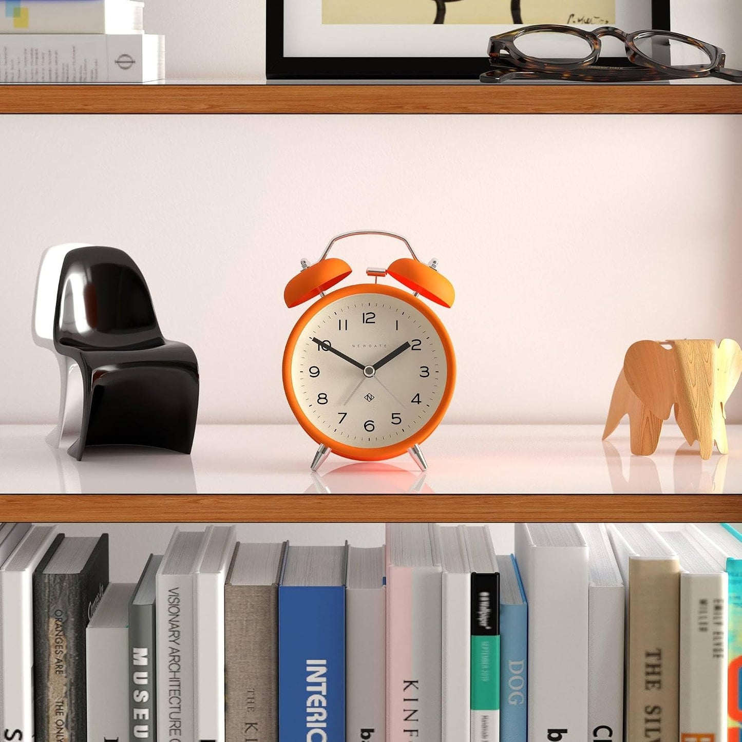 NEWGATE® Charlie Bell Echo Alarm Clock | Modern take on Classic Twin Bell Clock | Yellow | Easy to Read Numbers | Ideal for Bedside, Desk or Shelf | Modern Retro Bedroom & Office Accessory