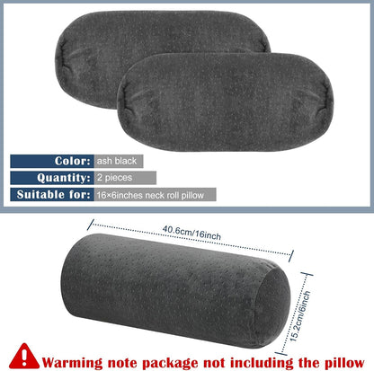 Remerry 2 Pcs 16 x 6 Inches Velvet Neck Roll Pillow Cover with Zipper, Soft Bolster Pillowcases for Cylindrical Pillow (Cover Only, Bolster Not Included)(Navy Blue)