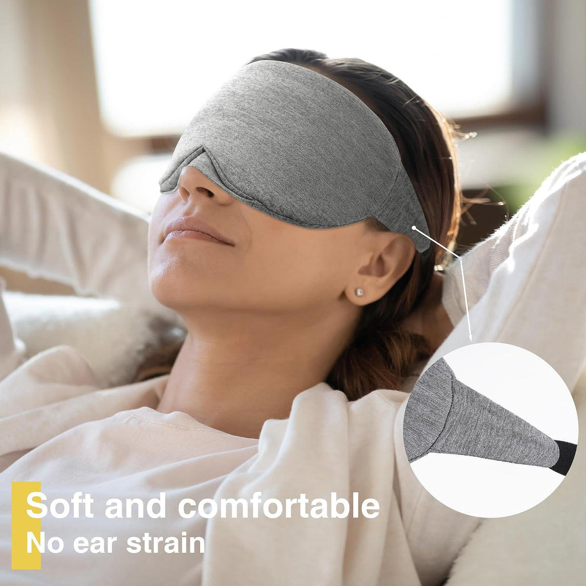 FRESHME Cotton Sleep Eye Mask - Travel Eye Mask for Sleeping Airplane Blackout Eye Covers for Long Flight Essentials Accessories, Comfortable Sleep Night Masks for Men Women Side Sleeper