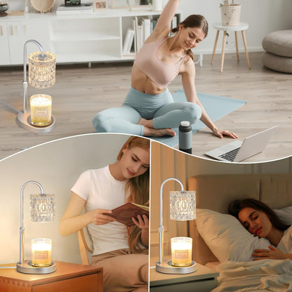 Dreamholder Electric Candle Warmer Lamp with Timer & Dimmer, Adjustable Height Wax Melt Warmer for Jar Candles, Wood Base Candle Melter, Floral Home Decor Gifts for Women, Mom, Natural Wood