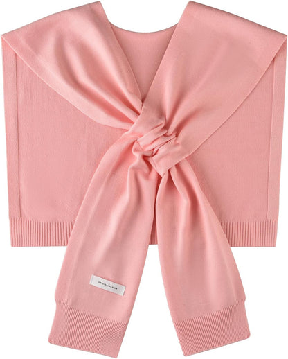 WaJuemy Women's Sweater Shawl Wraps Sleeves Knitted Collar Sweater Scarf Top Casual Lightweight Shoulder Cape Accessories