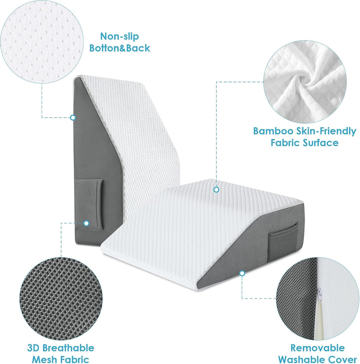 Cozymaker 10-inch Adjustable Leg Elevation Pillows for Swelling Pain Relief