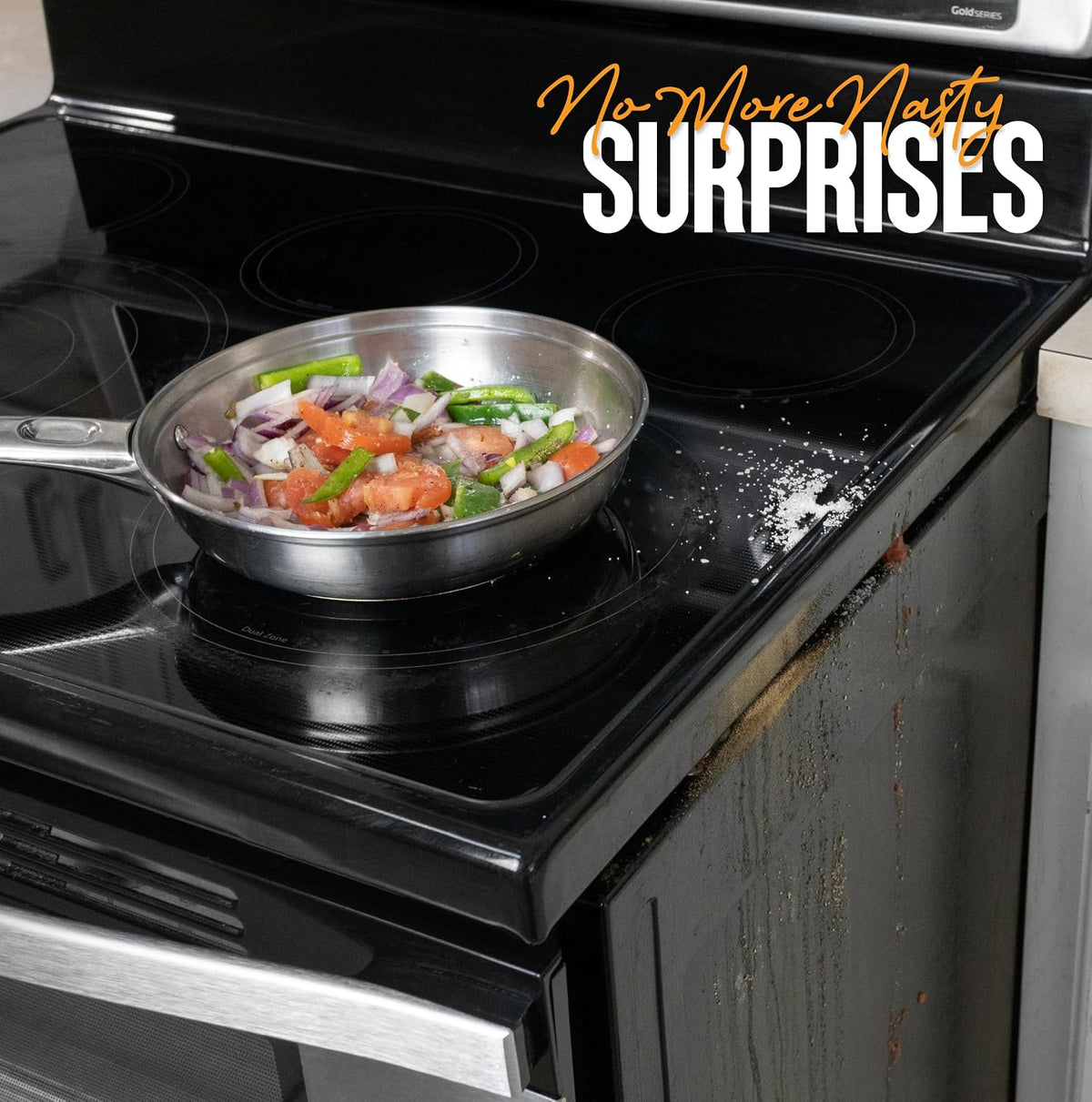 Linda’s Essentials Silicone Stove Gap Covers (2 Pack), Heat Resistant Oven Gap Filler Seals Spaces Between Stovetop and Counter, Easy to Clean Stove Side Guard (25 Inches, Clear)