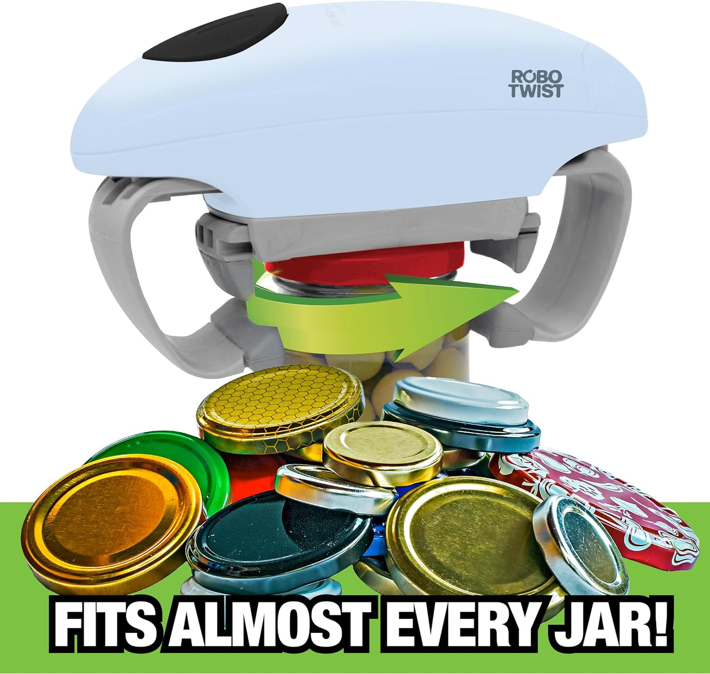 Robotwist Electric Jar Opener Top Rated for Seniors, Deluxe Model with Improved Torque, 1 Touch Automatic Easy Jar Opener for Weak Hand and Arthritis – Works on All Jar Sizes