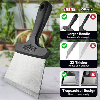 GRILLART Griddle Cleaning Kit for Blackstone, Griddle Accessories Kit | One Set for All, with High-Density Grill Stone, Thicker Griddle Scraper, Better Control Handle, For Revome Rust & Daily Clean