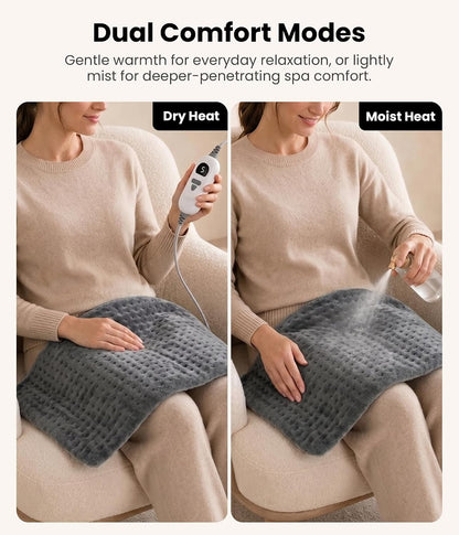 Electric Heating Pad for Back, Cramps, Shoulder, Moist & Dry Heat, 12"x24"