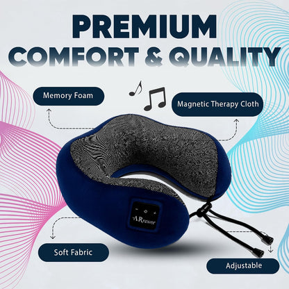 Bluetooth Music Semicircular Neck Pillow Wireless Bluetooth Speaker Suitable Airplane,Bus,Train,Car,Office,and Outdoor Camping for Sleeping, Resting The Best Travel Essentials. (Black)