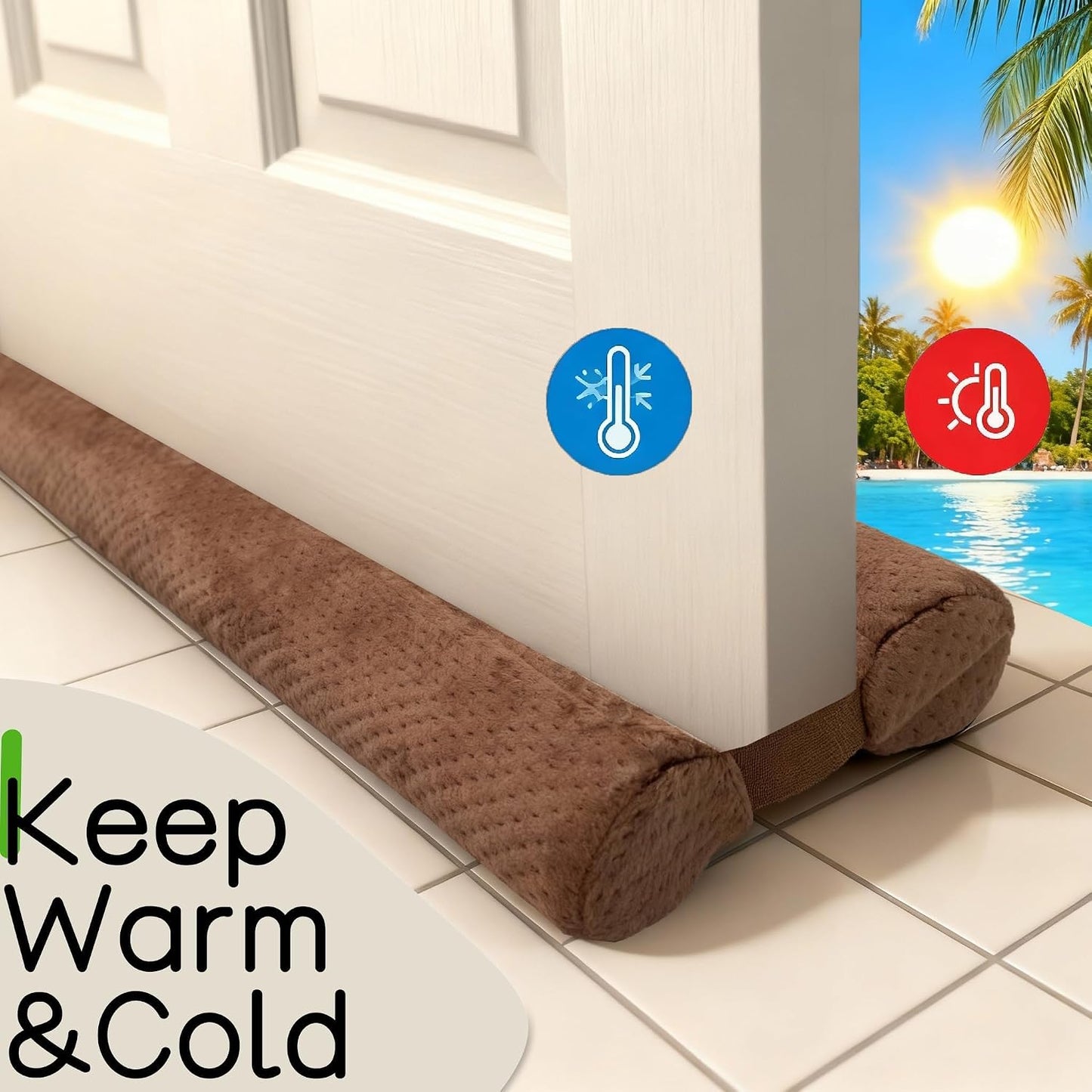 Under Door Draft Stopper, Draft Stopper for Bottom of Door, Adjustable 30-36 Inch Door Draft Blocker, Under Door Gap Filler, Easy Install Door Seal, Helps Reduce Drafts, Noise and Heat Loss Black