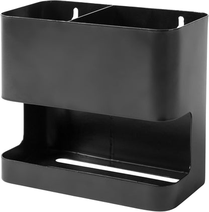 MyGift Wall Mount Salon Hair Tool Organizer with 3 Slots, Black Metal | Wall-mounted black metal storage features 3 slots for curling irons, blow dryers, straighteners, and hair brushes