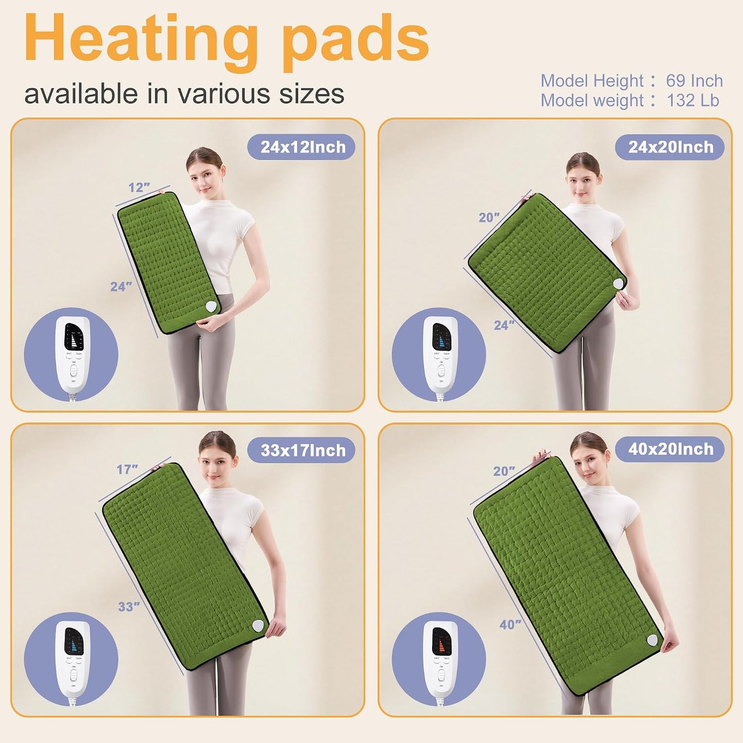 Heating Pad,Heated Blanket,Heating Pad for Back Neck,Grey,24x12 Inch | Electric Heating Pad,Dry/Moist Heat Heating Pads,Heating Pads for Shoulder,Abdomen,Heat Pad for Women Men,Birthday Gift