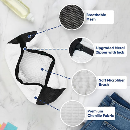 Shoe Washing Machine Bag – 2 Pcs Reusable Laundry Shoe Bag, 360° Deep Cleaning Sneaker Washing Bag, Durable Mesh Net with Zipper Protection, Fits All Shoe Types & Sizes (2 PCS Yellow)