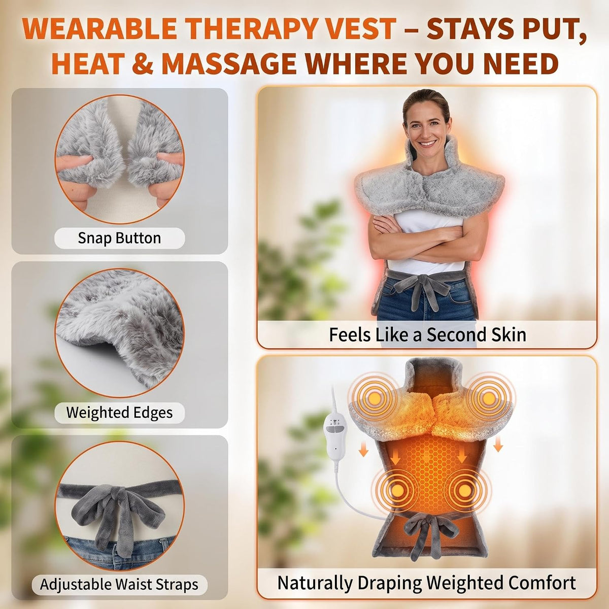 Massaging Heating Pad for Neck and Shoulders and Back, Gifts for Mom Dad