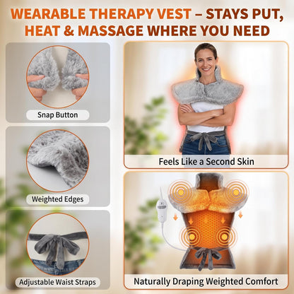 Massaging Heating Pad for Neck and Shoulders and Back, Gifts for Mom Dad