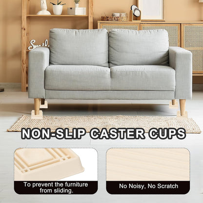 PATIKIL 1.5x1.5 Furniture Coasters, 12 Pcs Caster Cups Furniture Cups Rubber Non-Slip Square Feet Anti-Slip Stopper Pad Protector Sliding for Hardwood Floors Carpet Chair Table, Coffee