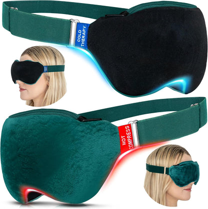 Medi Grade Heated Eye Mask for Dry Eyes, 2-in-1 Warm Compress and Cold Mask | Microwave activated moist heat eye compress for styes and blepharitis, cooling eye mask relief for puffiness and migraines