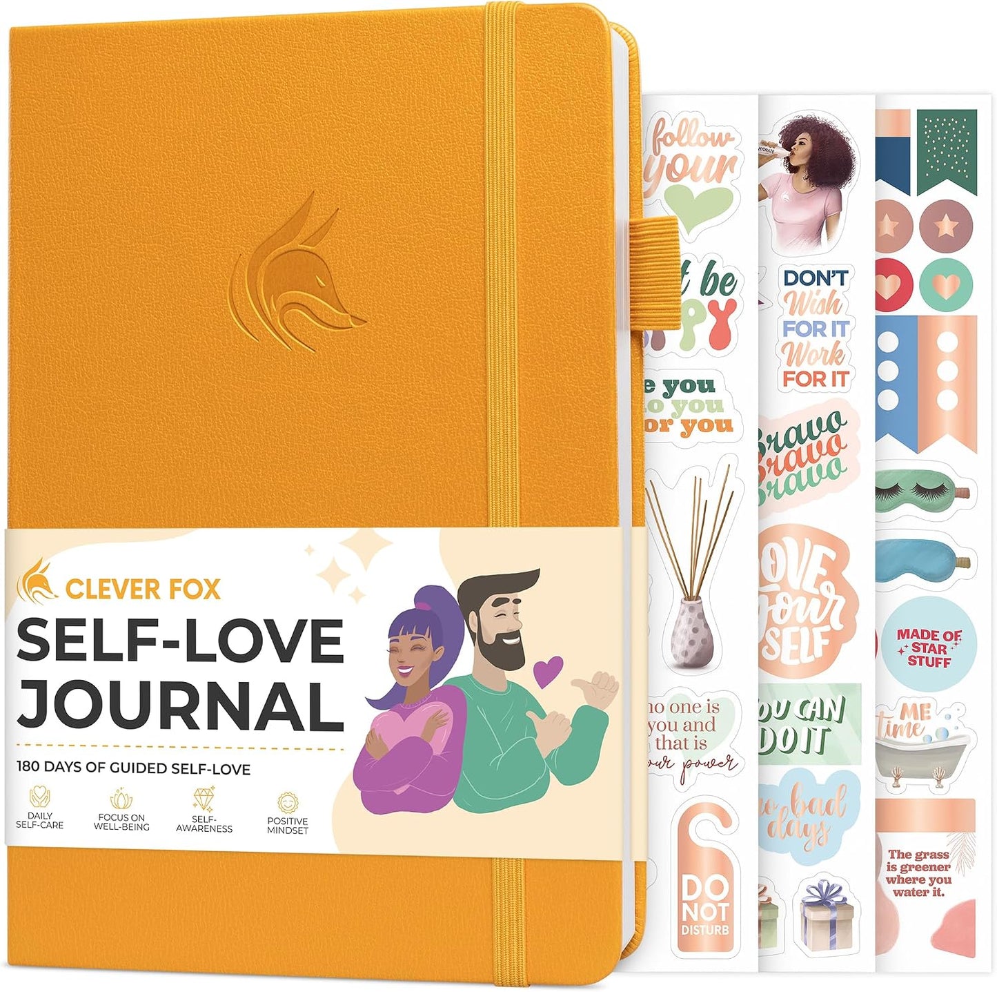 Clever Fox Self-Love Journal for Women, Gratitude, Positivity, Aquamarine | 6-month daily mental health journal with stickers, self-care, anxiety therapy, life & wellness planner for teens & adults