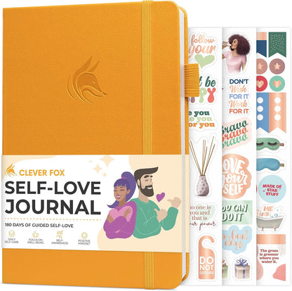 Clever Fox Self-Love Journal for Women, Gratitude, Positivity, Aquamarine | 6-month daily mental health journal with stickers, self-care, anxiety therapy, life & wellness planner for teens & adults