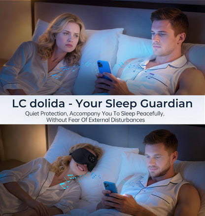 LC-dolida Sleep Headphones, White Noise Bluetooth Sleep Mask 3D Breathable Wireless Eye Mask for Timing, Sleep Mask with Bluetooth Headphones for Side Sleepers Travel Yoga, Cool Gadgets for Women Men